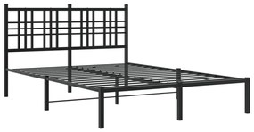 376321 vidaXL Cadru de pat metalic cu tăblie, negru, 120x190 cm