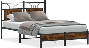 vidaXL Cadru pat fără saltea stejar fumuriu 120x190 cm, lemn prelucrat