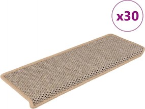 vidaXL Covorașe scări autoadezive 30 buc. bej deschis 65x21x4 cm sisal