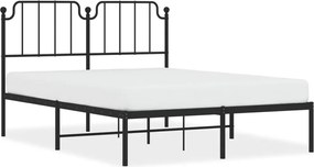 vidaXL Cadru de pat metalic cu tăblie, negru, 140x190 cm
