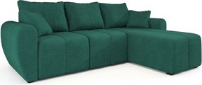 Coltar extensibil reversibil SEVIO 246x145 cm, verde sticla + 2 pernite GRATUIT