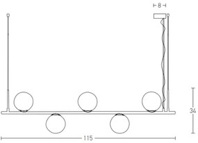 Lustră pe cablu 5xE14/15W/230V auriu Zambelis 1998