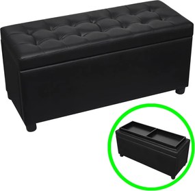 vidaXL Taburet de depozitare, piele artificială, negru