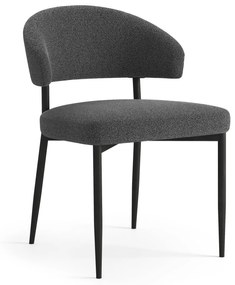 MAZZONI EXPORT IRIS Antracit [Gri închis] (material Monza 130) - SCAUN MODERN TAPIȚAT BOUCLÉ PENTRU SALON/SUFRAGERIE LOFT