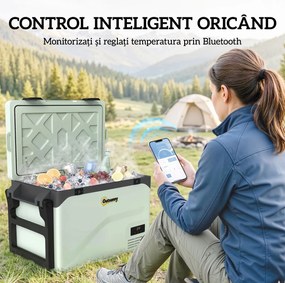 Outsunny Frigider Portabil 42,5L cu Compresor și Control prin Aplicație, -20℃ la 20℃ | Aosom Romania