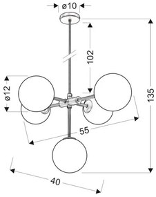Candelabru pe un șir MATI 5xG9 /28W/230V