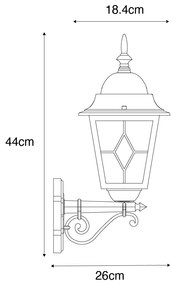 Lămpi de perete exterioare vintage aur antic - Antigua Up