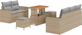 vidaXL Set de canapele pentru grădină cu pernă 8 pcs Bej poliratan