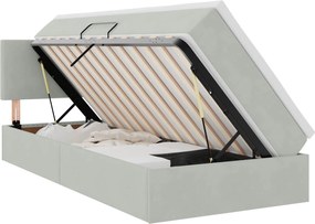 vidaXL Pat cu storage cu saltea Gri deschis 100 x 200 cm Catifea