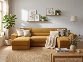 PROMO Coltar extensibil in forma de U TAVERO, mustar, 321x140 cm, calitatea II