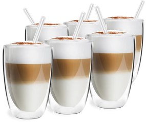 Căni 6 buc. cu perete dublu/pentru latte din sticlă 350 ml – Vialli Design