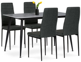 Set de masă Marble cu blat ceramic și 4 scaune,negru