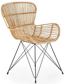 Scaun de bucaterie Manfred, ratan / negru