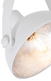 Plafoniera industriala alba cu argintiu cu 2 lumini reglabile - Magnax