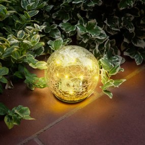 Sfera solara din sticla - 12 cm - 15 LED alb cald