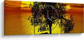 Tablou - Silueta copacilor (cu ceas) (90x30 cm)