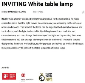 Veioza LED dimabila / Lampa de birou design ultra-modern INVITING alba