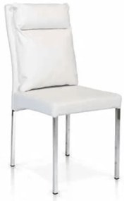 Scaun Cushion, structura metalica argintie, piele ecologica - GRI