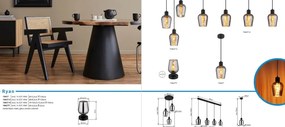 Pendul design modern RYAN negru/fumuriu