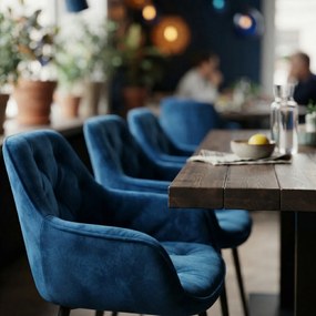 Fotoliu pentru cafenea din catifea si picioare metalice BUC 257 albastru