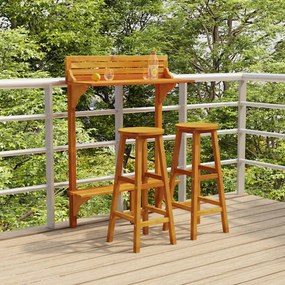 3116003 vidaXL Set mobilier de bar de balcon, 3 piese, lemn masiv de acacia