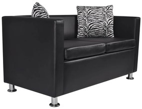 242209 vidaXL Canapea cu 2 locuri, negru, piele artificială