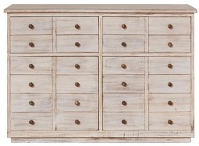 Comoda bej, din lemn reciclat, cu 2 sertare si 2 usi, cu aspect vintage, Mara
