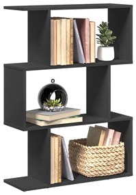 858112 vidaXL Bibliotecă/separator cameră 3 niveluri negru 70x24x97 cm, lemn