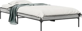 vidaXL Cadru de pat, gri sonoma, 90x200 cm, lemn prelucrat și metal