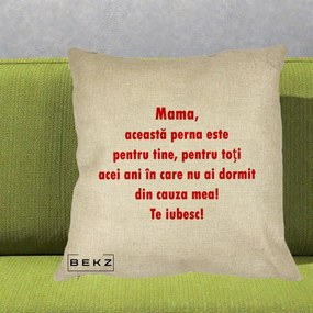 Cadou pentru Mama - Perna Personalizata Perna pentru Mama, 40x40 cm, Crem, Husa Detasabila, Perna Inclusa, BEKZ®