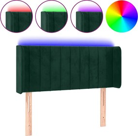 vidaXL Tăblie de pat cu LED, verde închis, 93x16x78/88 cm, catifea