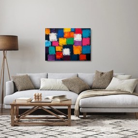 Tablou pe sticlă - Pictură cu pătrate colorate (70x50 cm)