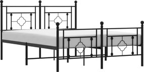 vidaXL Cadru pat metalic cu tăblie de cap/picioare, negru, 135x190 cm