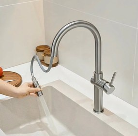 Baterie de bucătărie Rea Fresh High BRUSH NICKEL