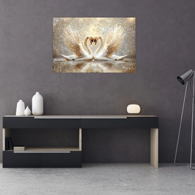 Tablou - Lebede Aurii (90x60 cm)