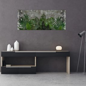 Tablou - Zid de beton cu plante (120x50 cm)