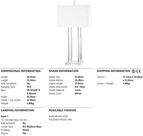 Veioza, lampa de masa design deosebit RHINEBECK nichel lucios