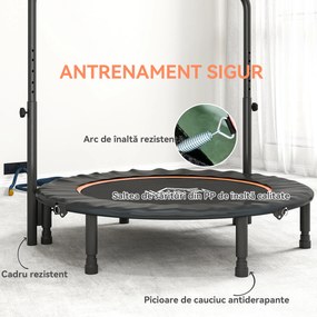 HOMCOM Trampolin Fitness Mini Pliabil de 45", cu Mâner Reglabil cu Spumă, Portocaliu | Aosom Romania