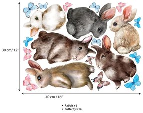 Autocolant de perete Ambiance Baby Rabbits