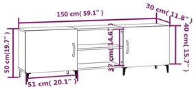 Comoda TV, stejar fumuriu, 150x30x50 cm, lemn prelucrat 1, Stejar afumat