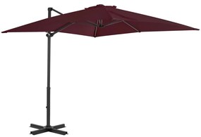 Umbrela suspendata cu stalp aluminiu, rosu bordo, 250x250 cm