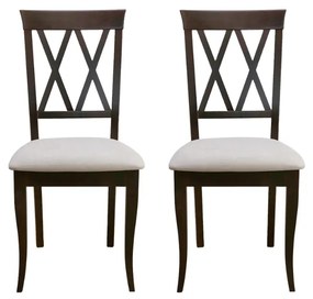 Set 2 scaune dining din lemn de fag Venetia, nuc, textil Solo 22