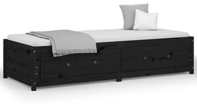 821588 vidaXL Pat de zi, negru, 80x200 cm, lemn masiv de pin