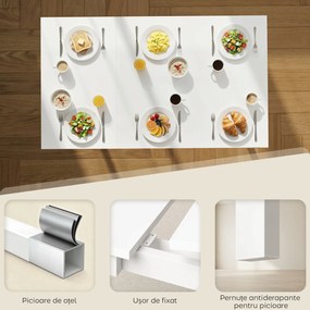 HOMCOM Masă de Sufragerie Extensibilă 80-120 cm pentru 4-6 Persoane, Masă Economisitoare de Spațiu cu Extensie Glisantă, Natural | Aosom Romania