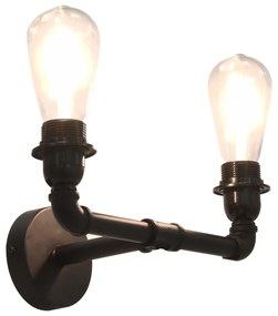 vidaXL Lampă de perete cu 2 brațe, negru, 2 becuri x e27