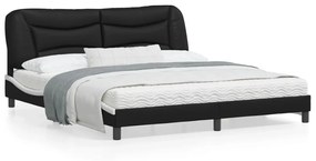 3213953 vidaXL Cadru de pat cu LED, negru și alb, 180x200 cm, piele ecologică
