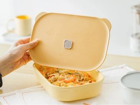 Cutie ceramică pentru alimente Buydeem Bento CT3008-MY, 1 l, 230 °C, compatibilă cu cuptorul și cuptorul cu microunde, galbenă