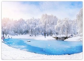 Tablou pe sticlă - Lac de gheață (70x50 cm)