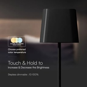 Lampă solară LED de masă, magnetică, 5W, 5V, 3000-6000K, 3600 mAh, IP65, negru