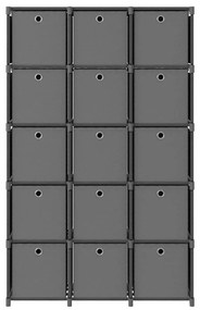 322621 vidaXL Raft expunere 15 cuburi, cutii, gri 103x30x175,5 cm, textil
